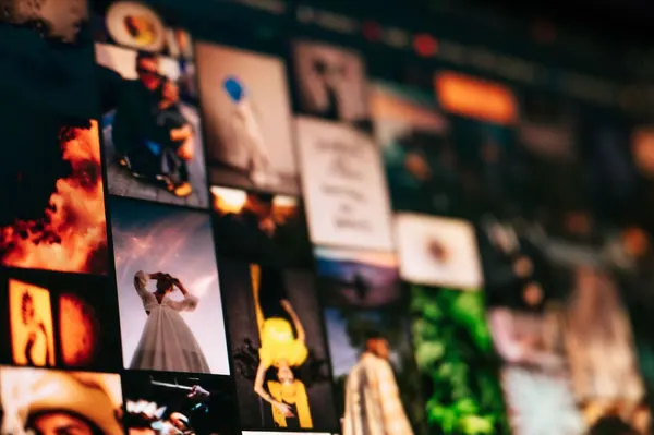 A wall of glowing social media pictures